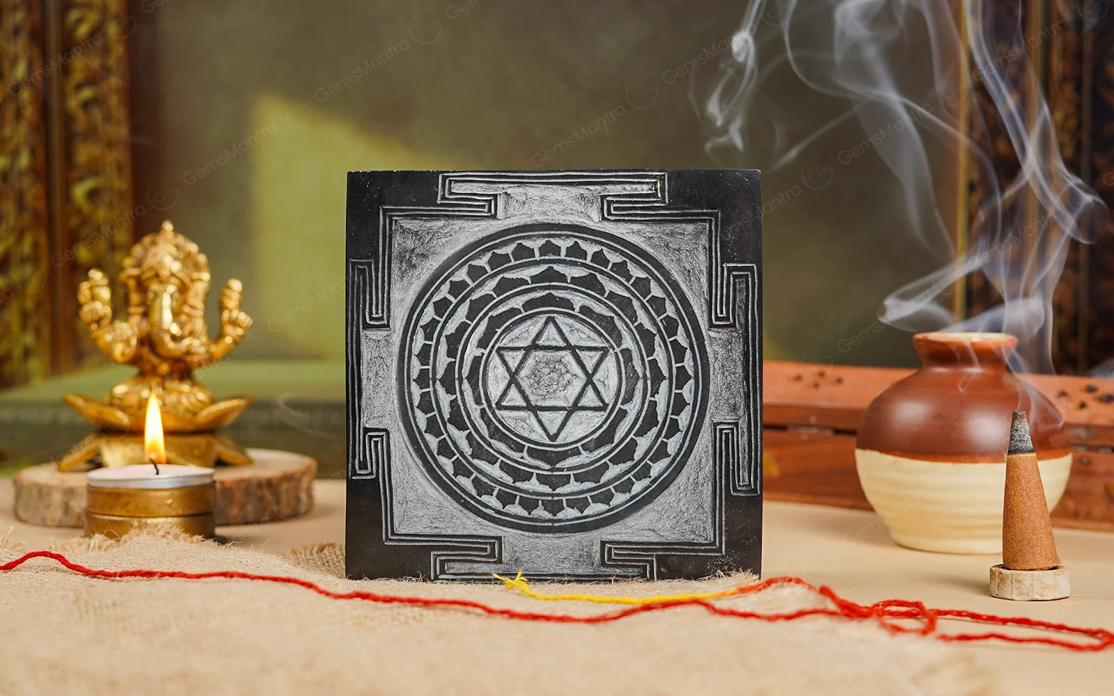 Shaligram Kuber Yantra – Handmade, for Wealth & Puja