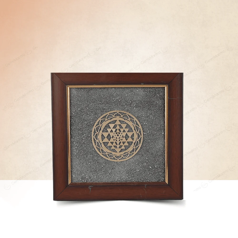 Shriparni Shri Yantra Pyrite Dust Frame – for Prosperity